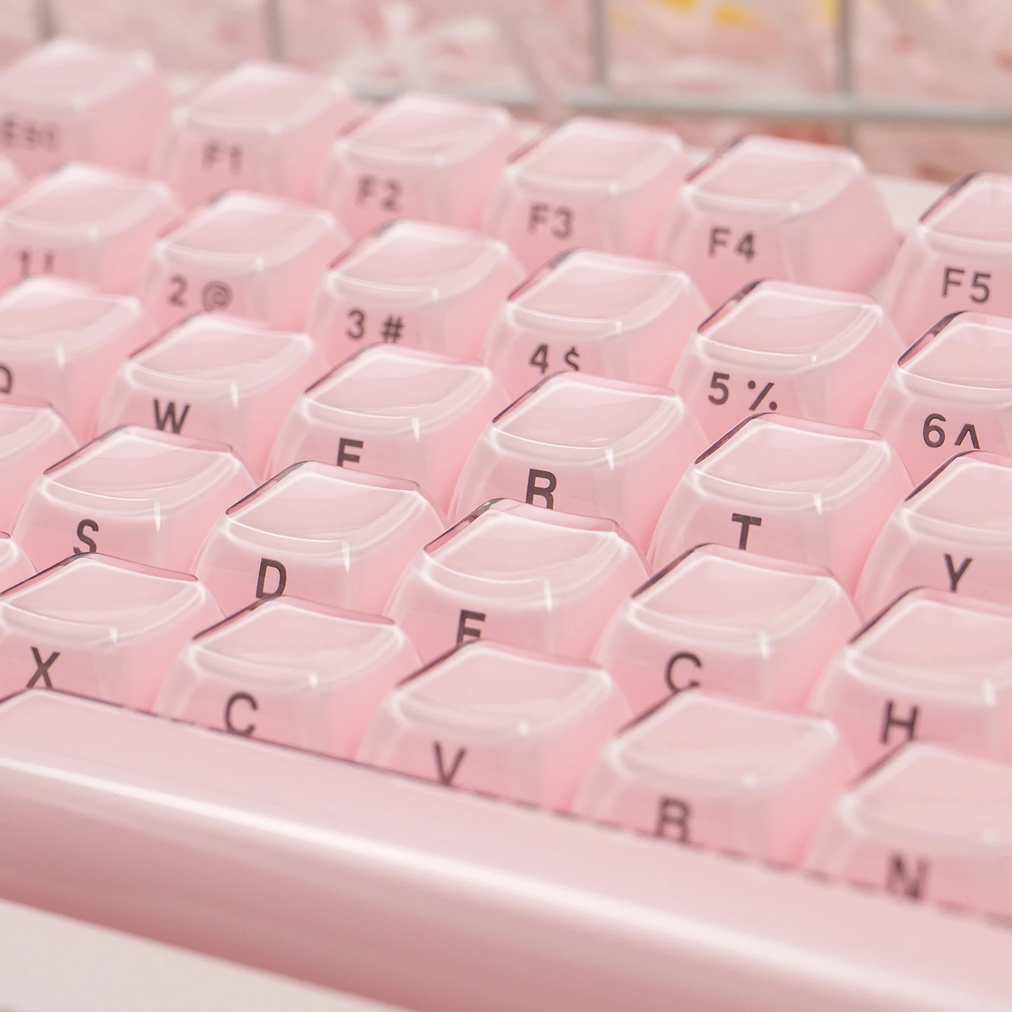 Pink Translucent Clear Keyboard Keycap OEM Profile Jello Crystal Keycap for Cherry Gateron MX Switches Mechanical Gamer Keyboard
