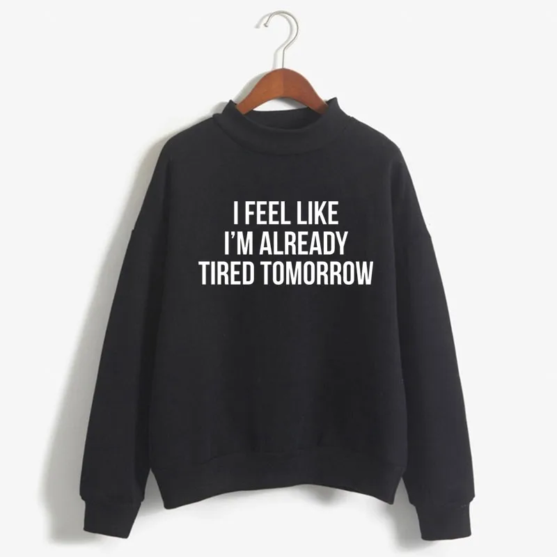 

I feel like i'm already tired tomorrow Print Women Sweatshirt Korean O-neck Knitted Pullover Autumn Candy Color women Clothes