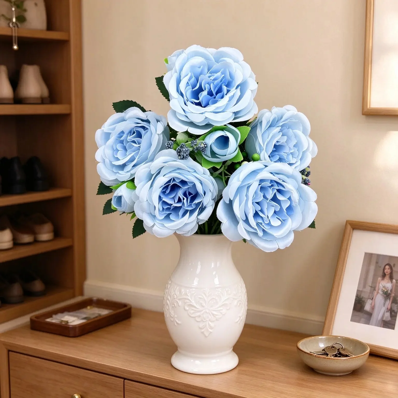 30cm Artificial Flowers DIY Faux Flowers Silk Flowers Fake Flowers Mixed Color Peony Bouquet Lifelike for Home Wedding Decor