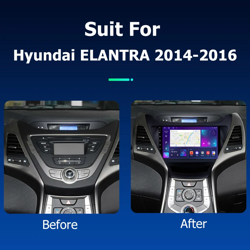 أندرويد راديو السيارة Carplay لشركة هيونداي إلنترا 2014 2016 نظام تحديد المواقع والملاحة مشغل وسائط متعددة ستيريو شاشة مسجل الشريط رئيس #2