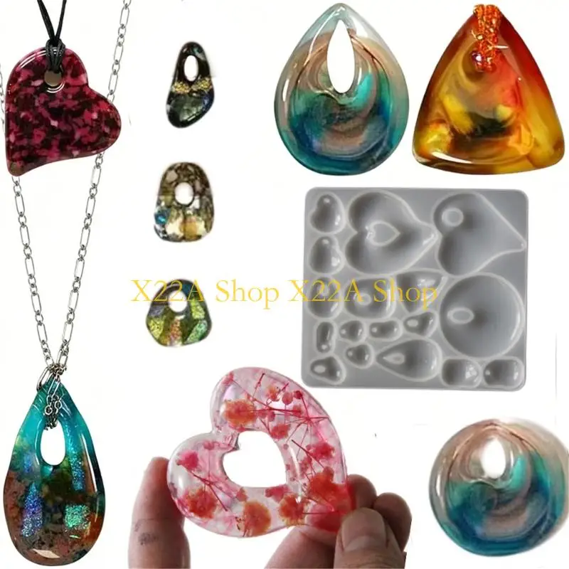 Unique Silicone Heart Pendant Mold Epoxy Resin Mould for Necklace Earrings Accessories