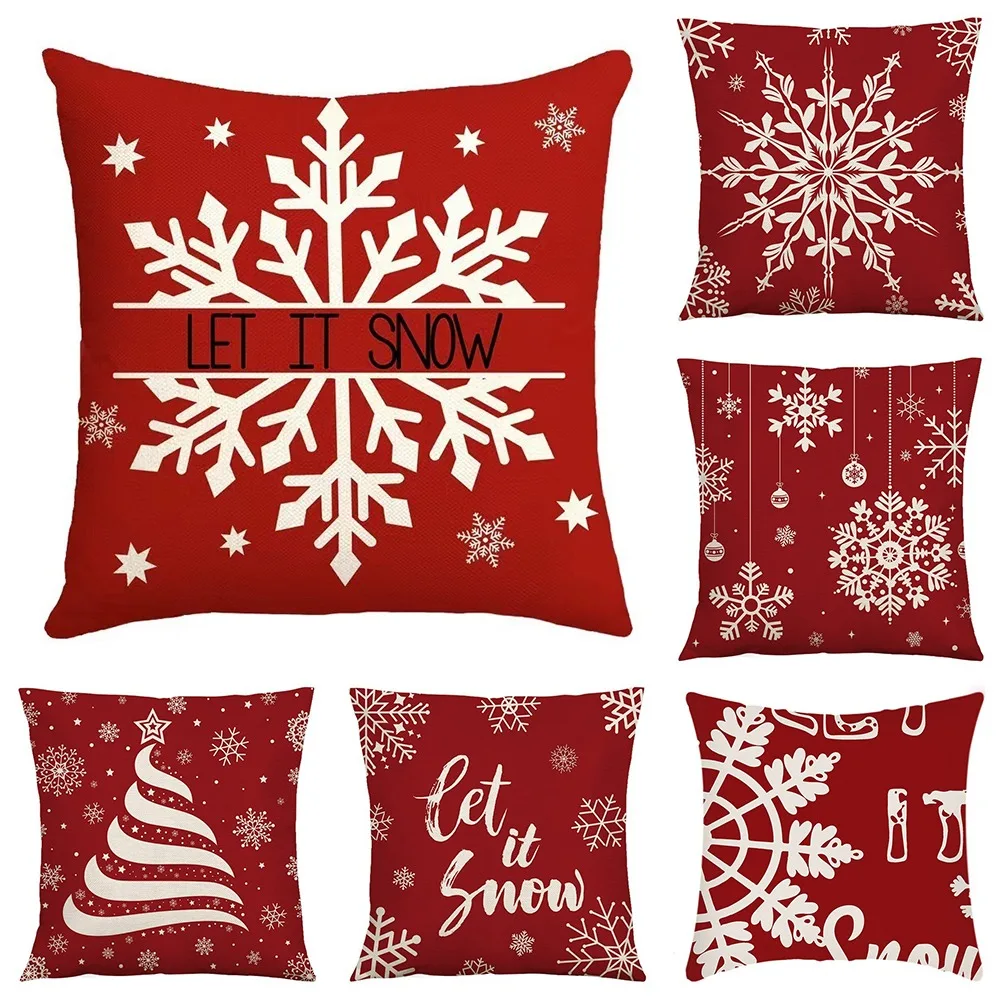 

Merry Christmas Pillow Cover 45x45cm Throw Pillowcase Winter Christmas Decorate for Home Tree Deer Sofa Cushion Cover Home Decor