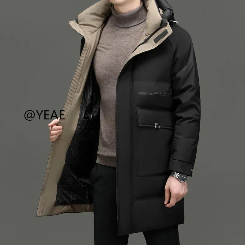 Hooded Jackets Long Padded Men Designer Clothes 's Luxury Down 's Male Cold Coat for Winter