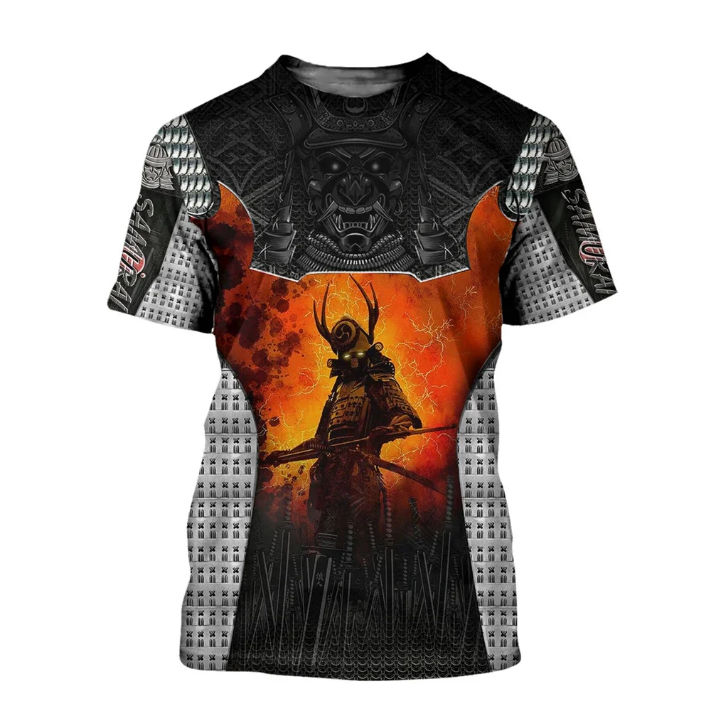 

CLOOCL Men T-shirt 3D Graphic Japanese Sakura Samurai Printed Women Shirt Unisex Short Sleeve Summer Casual Crew Neck Cozy Tops
