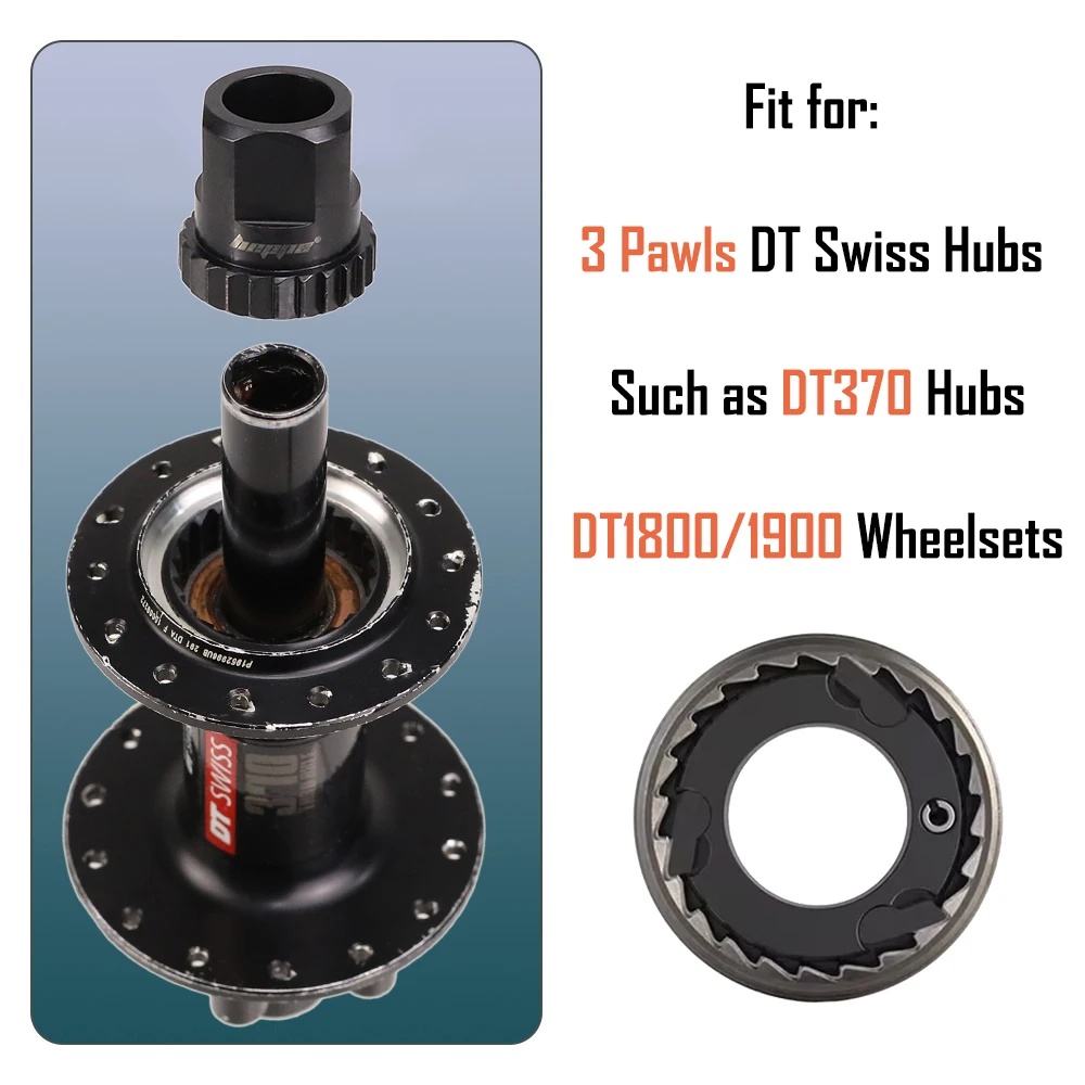 HEPPE Bike Hub Ratchet Ring Removal Tool Hub Lock Ring Nut Tool for DT SWISS 3 Pawls Rear Hub Lock Ring DT370 1800/1900 Wheelset