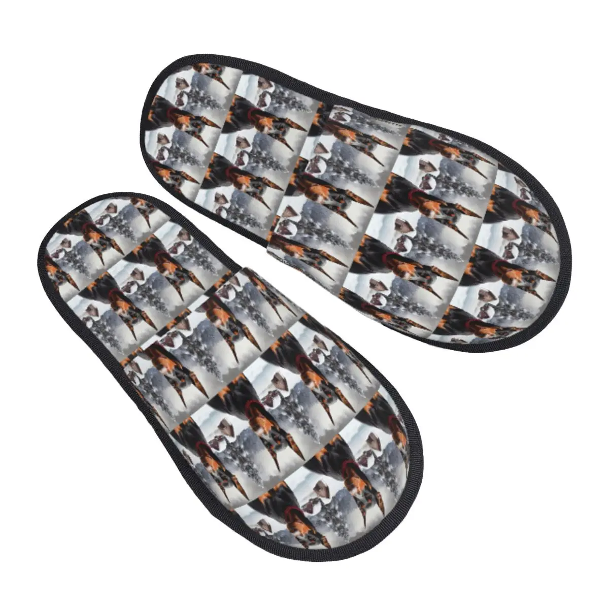 Custom A Handsome Doberman Pinscher Dog Slippers Memory Foam Warm Soft Women House Slipper Indoor Cozy Shoes