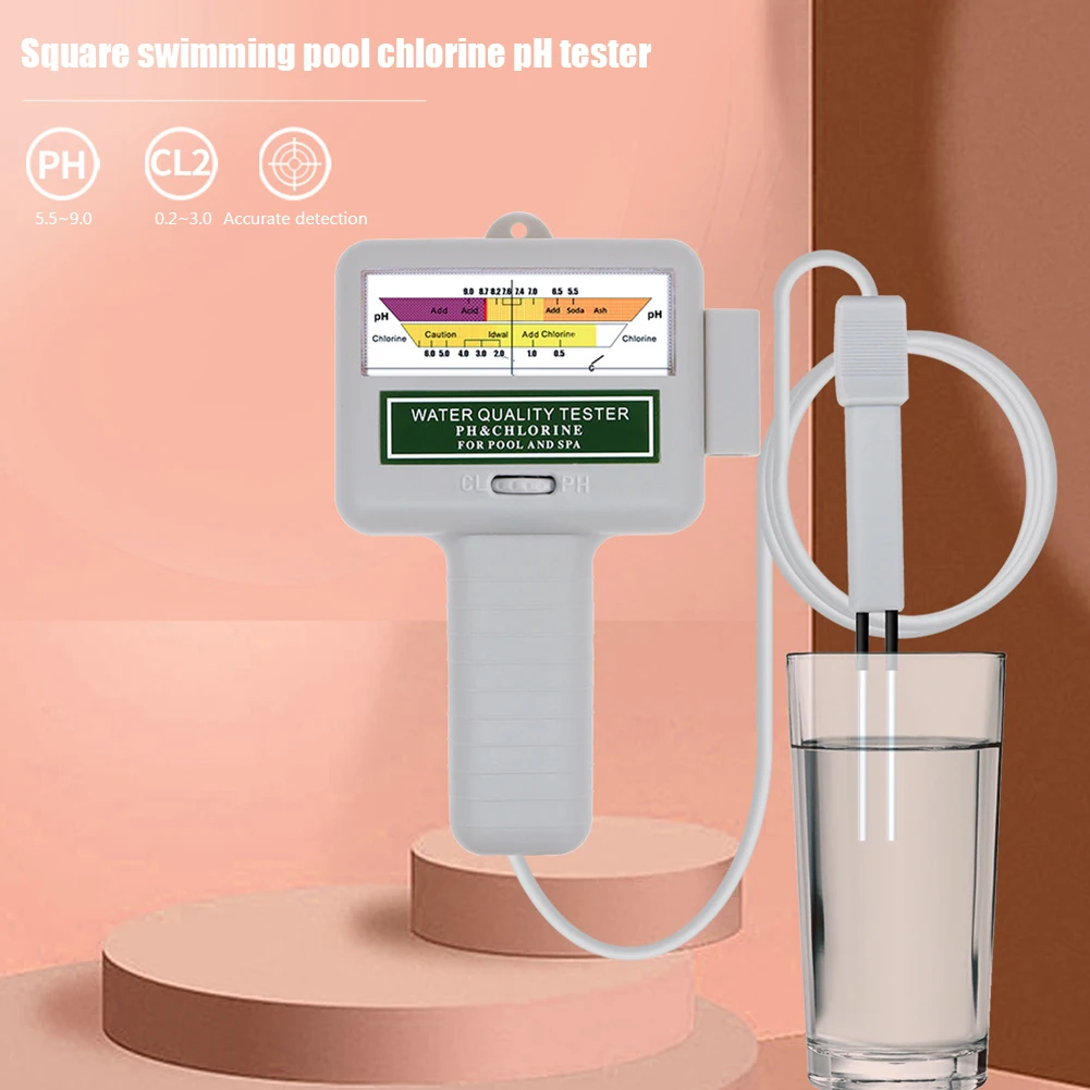 Chlorine Tester PH Meter 2-in-1 Water Monitor PH Chlorine Detector Portable High Precision Spa Swim Pools Checker No Battery