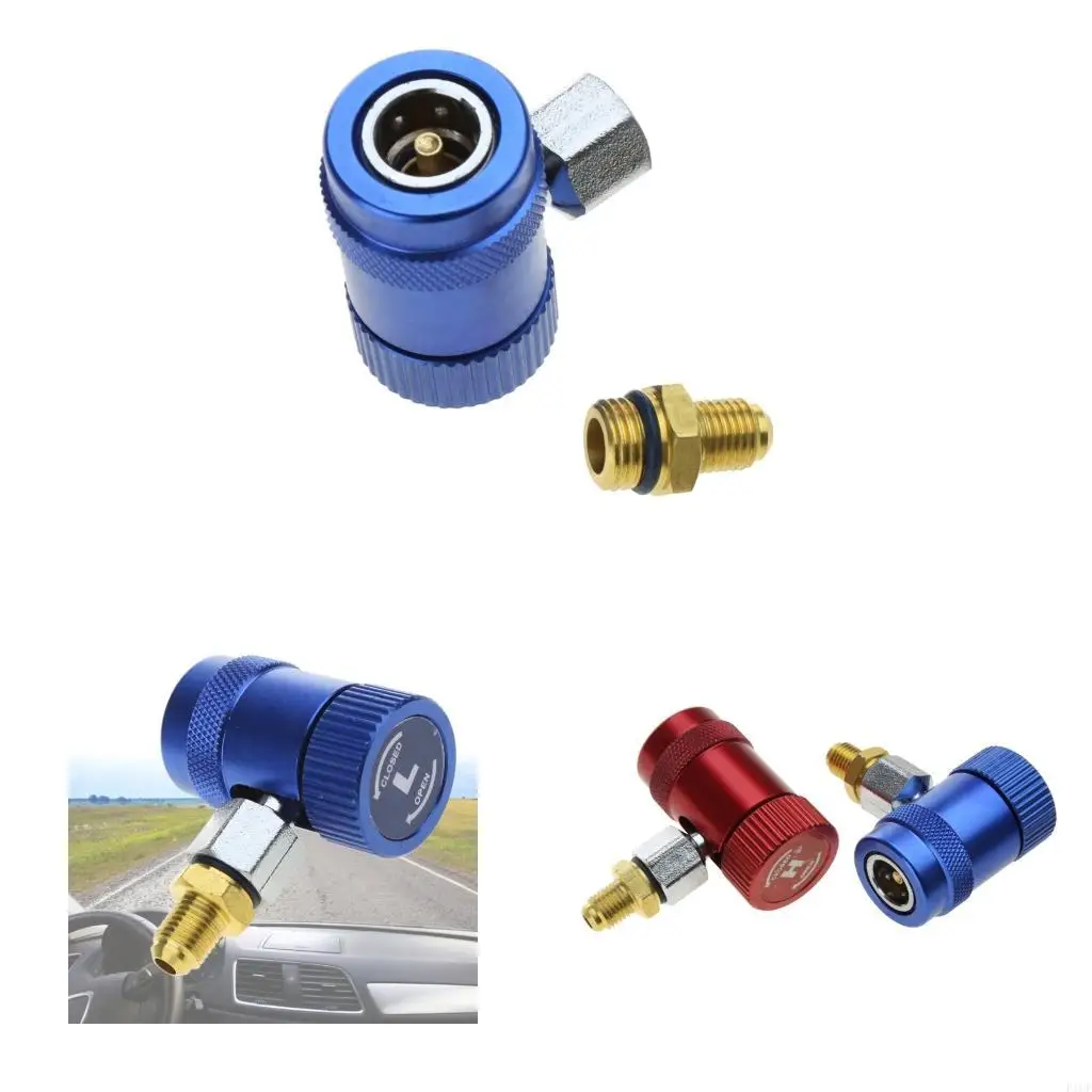 F1CF Adjustable Quick Coupler Adapter R1234YF Manifold Gauges High/Low Connector