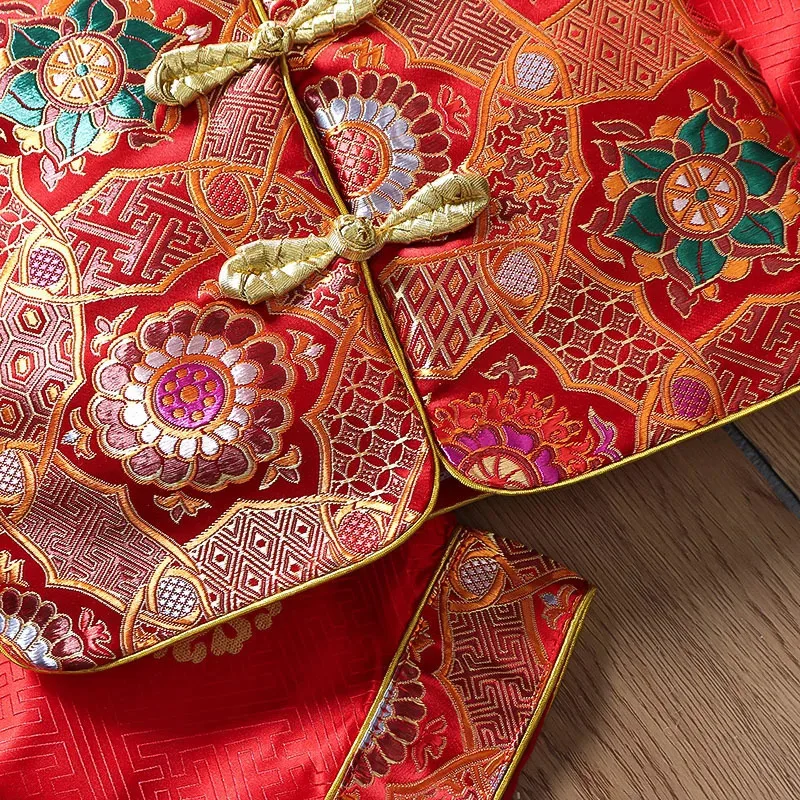 

AIAI 2025One-старый костюм Тан для маленьких детей, китайский фестиваль, новогодняя одежда, парчовый восточный костюм ханьфу, топ