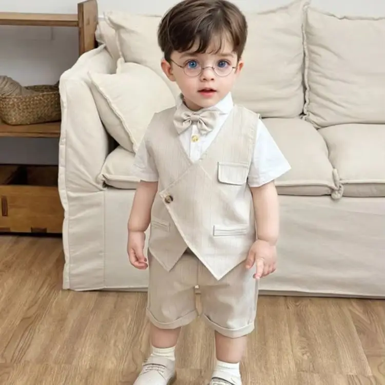 

Children Summer Cool Green Photography Suit Infant Gentleman Outfit Top + Shorts Baptism Wedding Birthday Gift Ceremony Costume