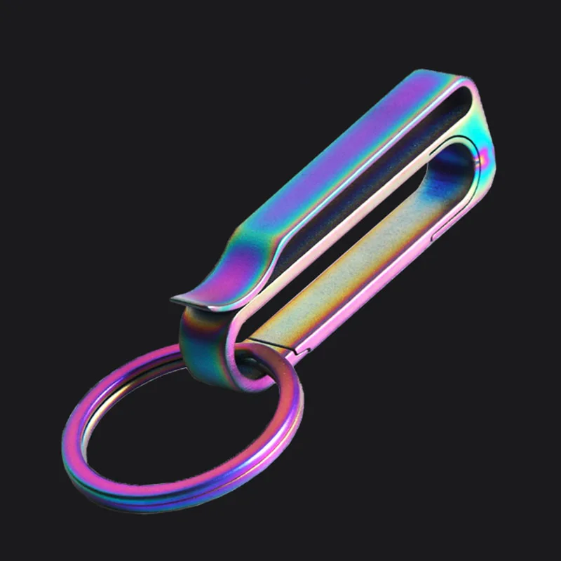 Titanium Colorful Keychain Car Belt Clip Key Chain Waist Hanging Buckle Carbine Lightweight EDC Key Holder for Father's Day Gift