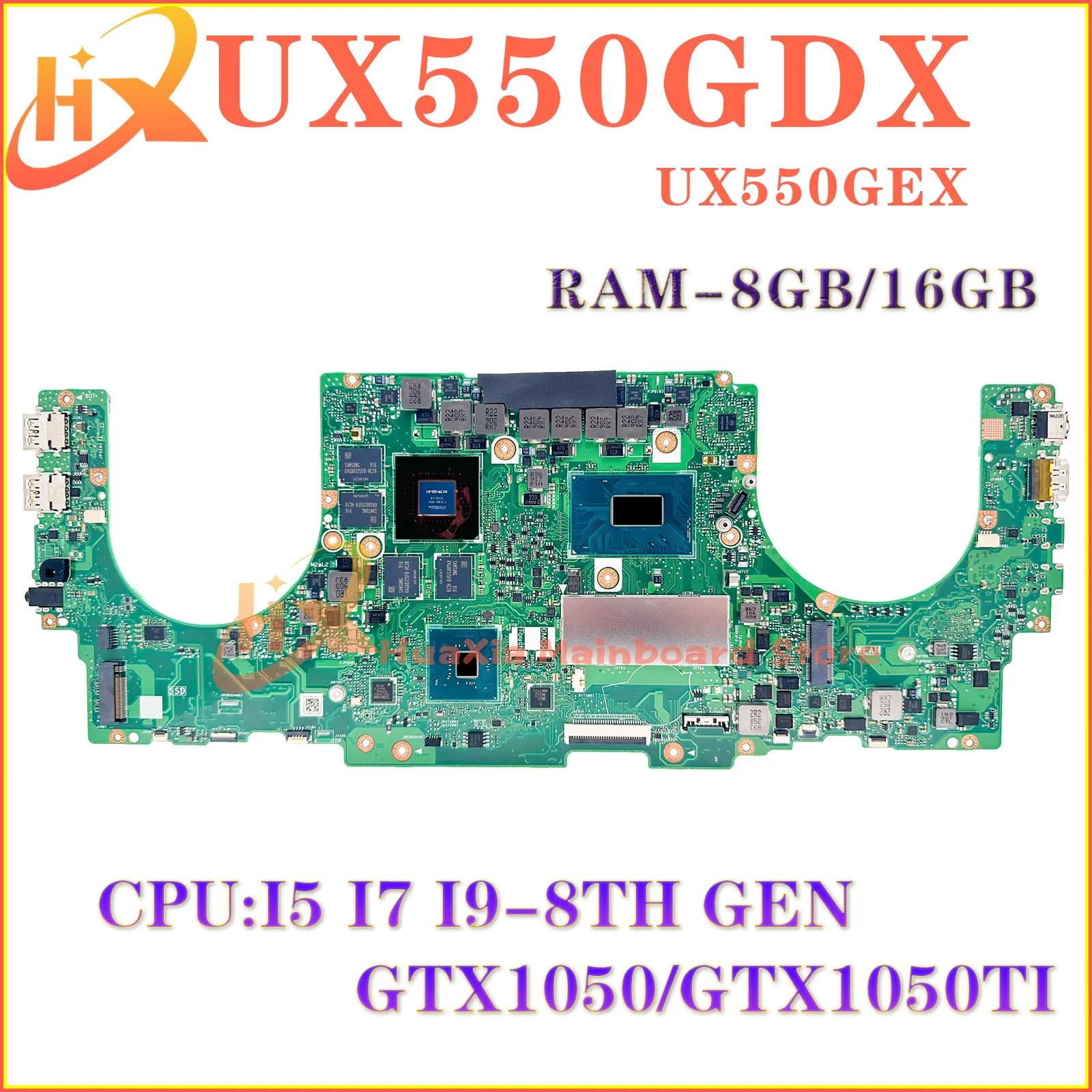 UX550GD Mainboard For ASUS ZENBOOK PRO UX550GDX UX550GE UX550GEX Laptop Motherboard With i5 i7 i9-8th GTX1050/GTX1050TI 8GB/16GB