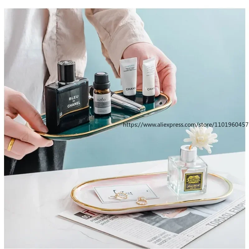 

Поднос с скандинавской мраморной текстурой, керамическая овальная тарелка, блюдо в стиле вестерн, десертное блюдо, лоток для хранения ювелирных изделий