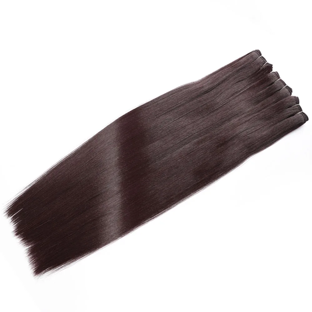 Gerade 8-26 Zoll Bio Faser Haarwebart Organische Haar Mischung Bundles Gerade Haar Burgund Farbe Organische Haar Mischung erweiterung