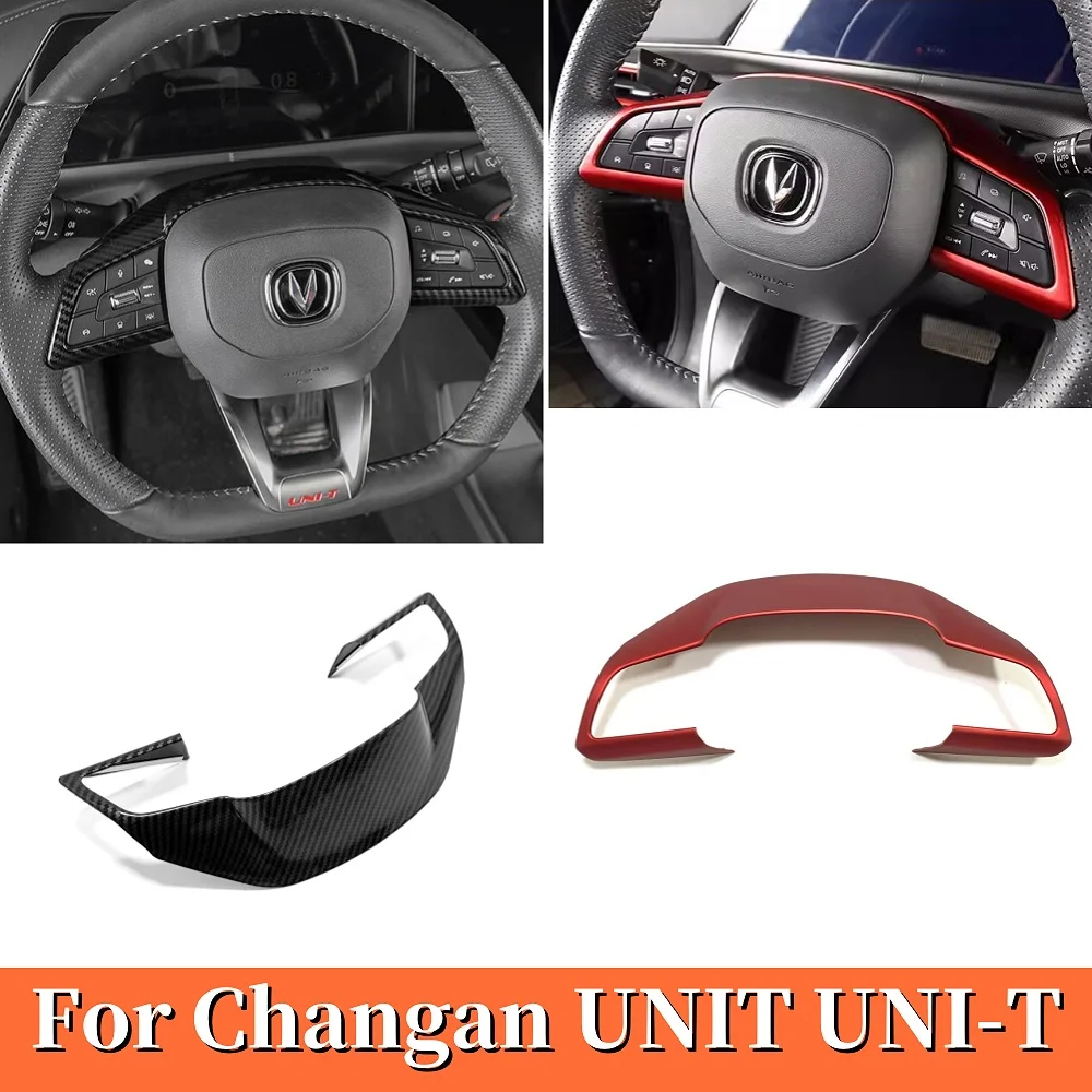 

For Changan UNI-T UNIT 2020 2021 2022 Auto Interior Accessories Car Steering Wheel Cover Decor Panel ABS Carbon Red Garnish Trim