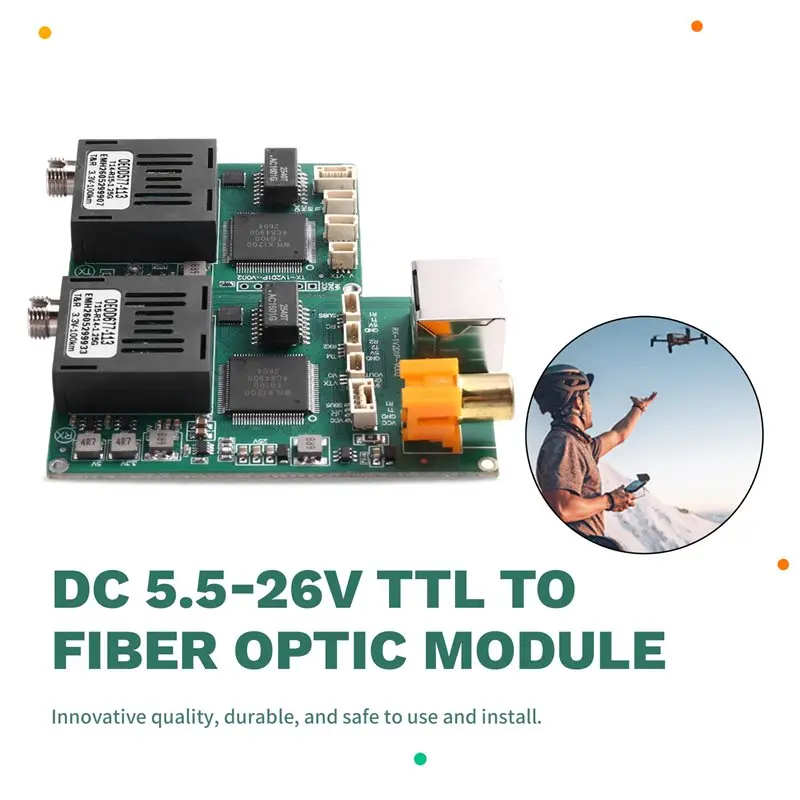 B04B-DC 5.5-26V Powered 100KM TTL Optical Transceiver Video+ Network+ TTL Module Optical Terminal Equipment Device