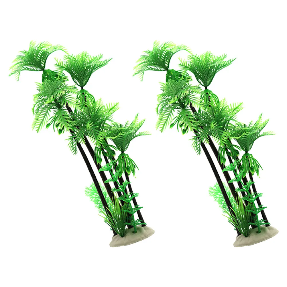 

2pcs Simulated Coconut Tree Decoration Durable Aquarium Plants Fake Coconuts Plastic Bonsai Fish Tank Decor Accessories Pet