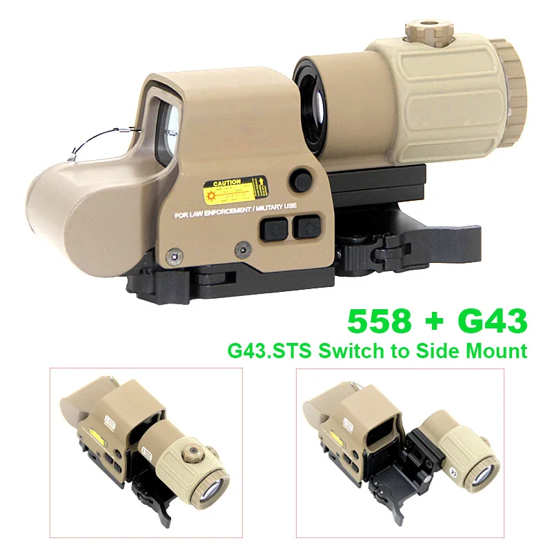 

558 Holographic Hybrid Sight EXPS Red Green Dot Scope and G43 Magnifier Combo with Switch to Side QD Mount Rifle Optics Weaver