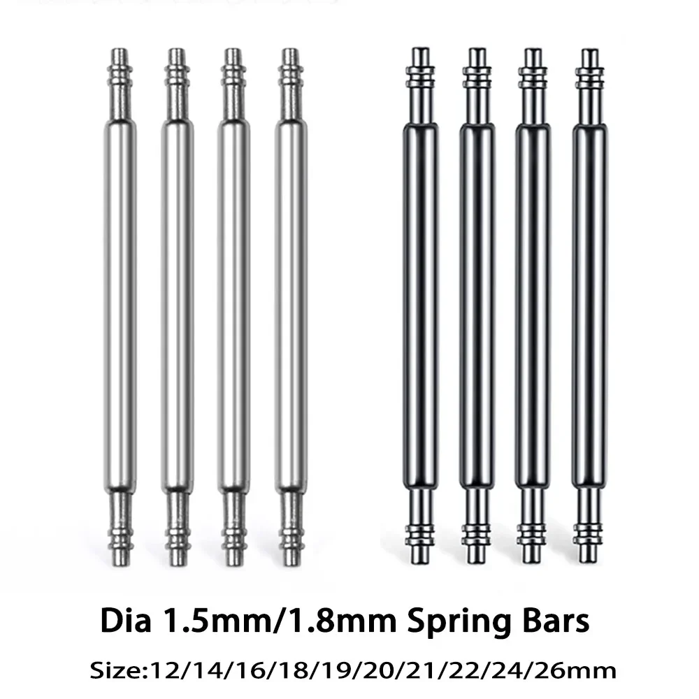 20PCS Steel Spring Bar Dia 1.5/1.8mm Strap Link Pins 12mm 14mm 16mm 18mm 19mm 20mm 21mm 22mm 24mm 26mm Watchband Links Bars