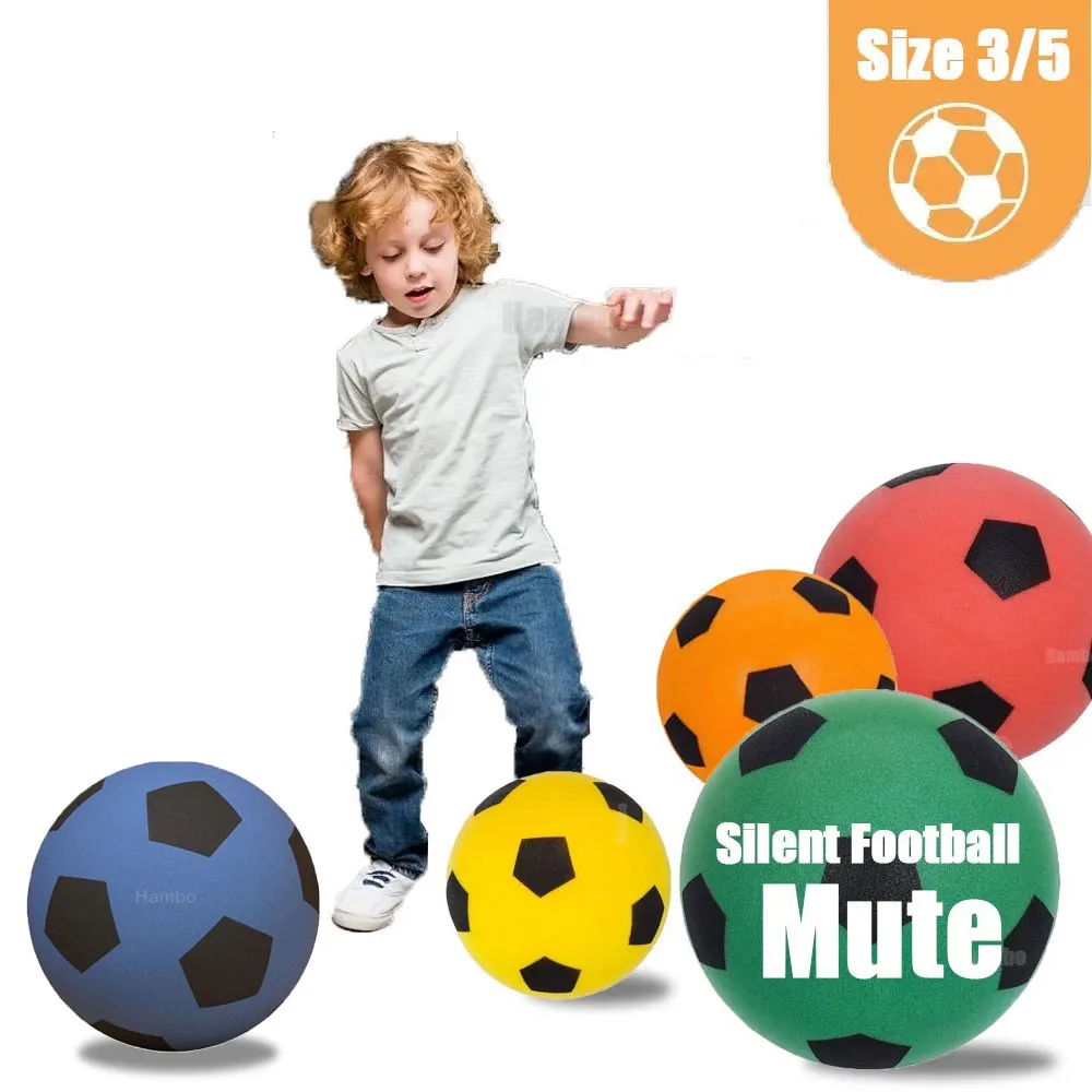 Fun Sports Silent Football 21cm/18cm for Boys Girls Indoor Training Outdoor Fun Soft Sponge Foam Soccer Ball Birthday Xmas Gifts