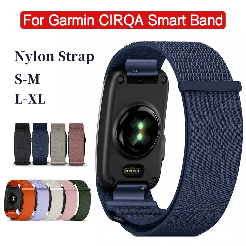 Nylon Strap for Garmin CIRQA Smart Band for Women Men Sports Fitness Tracker Lightweight Adjustable Loop Woven Straps Wristband