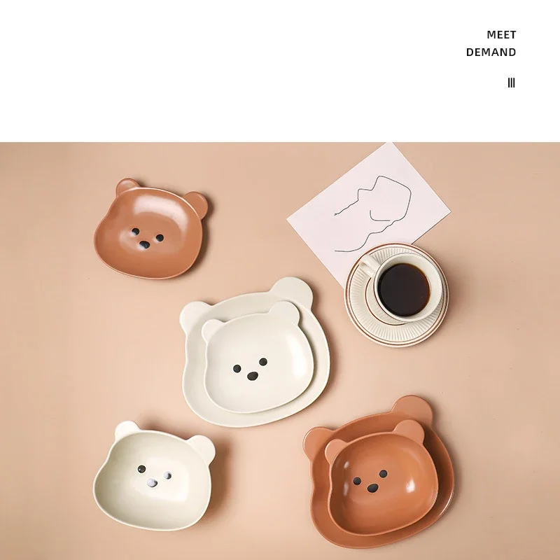 귀여운 곰 모양 고양이 그릇, 강아지 먹이 용기, 귀여운 도자기, 뒤집힘 방지 피더 플레이트, 애완 동물 용품