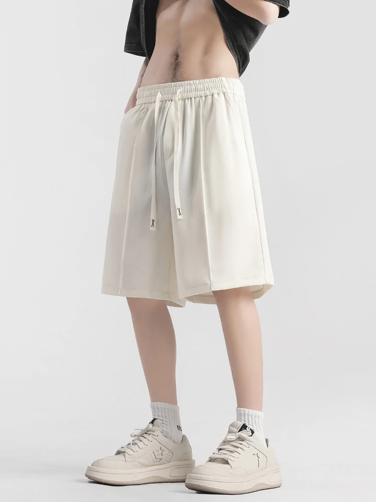 

Ice Silk Baskeall orts Men's Summer Thin Loose Straight Casual Mid-Length Qui Dry Five-Point Pants Breathable Lightweight