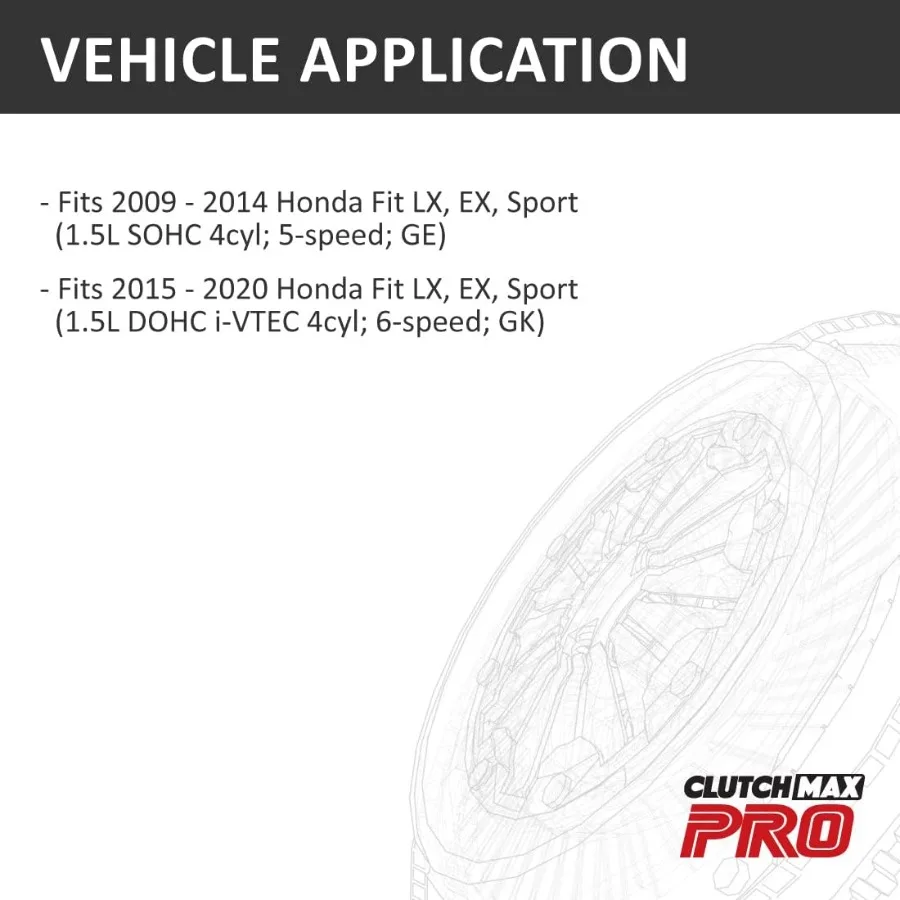 مجموعة القابض OEM شديدة التحمل PRO متوافقة مع 20092014 Honda Fit SOHC 5speed GE و 20152020 Honda Fit DOHC iVTEC 6speed GK LX