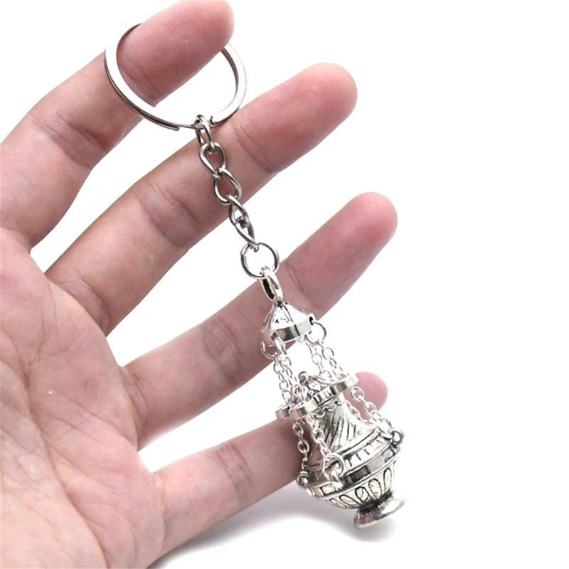 Christian Incense For Burner Keychain Metal Censer Religious For Key Ring Jewelry Bag Car Pendant Keyfob For Home Office