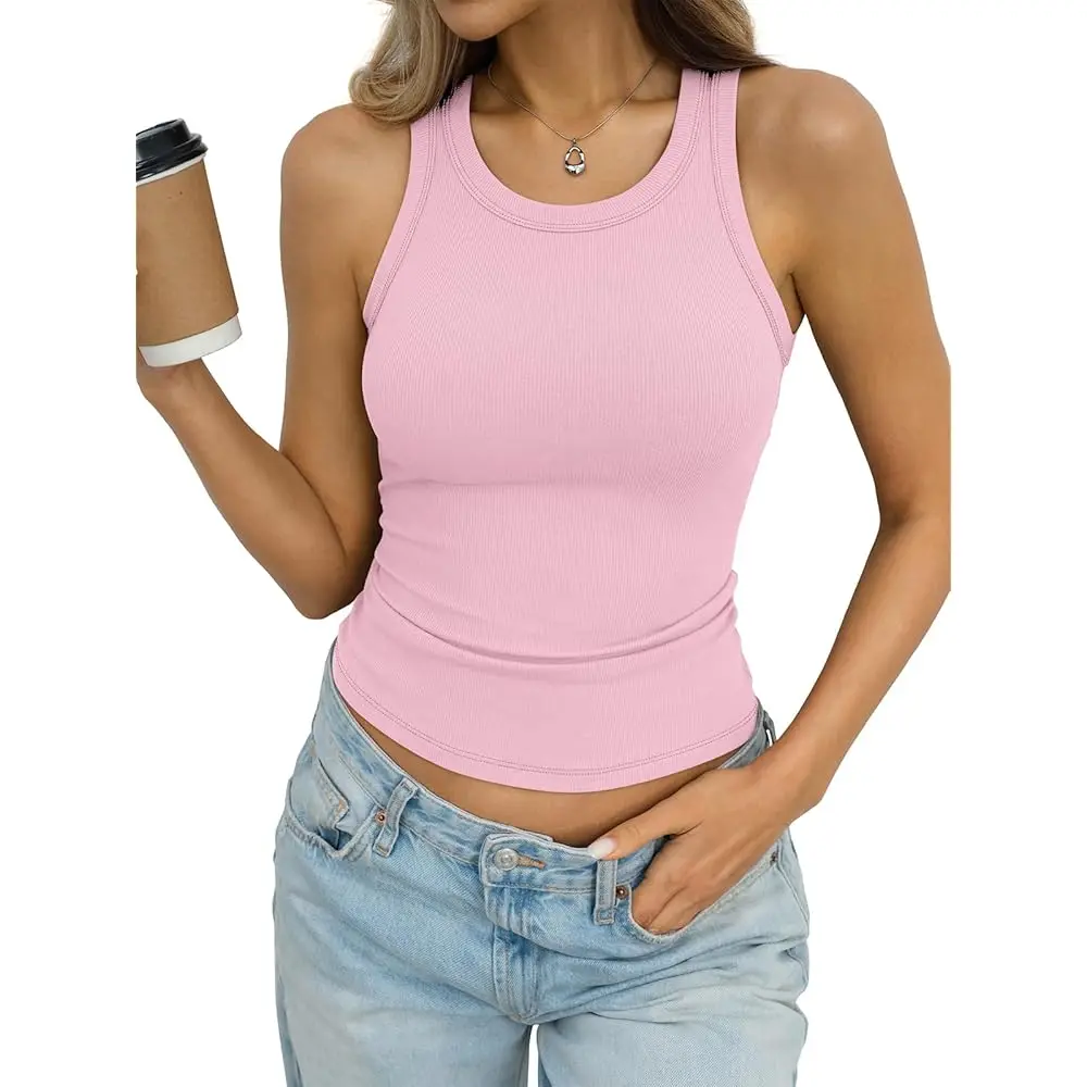 

Женские хлопковые ребристые майки с круглым вырезом без рукавов, облегающие базовые топы в стиле Y2K для выхода в свет, летние, трендовые 2026