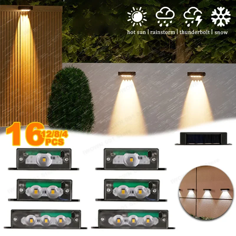 

4PCS Solar Outdoor Lights Waterproof IP65 Wireless Wall Garden Patio Villa Decorative Landscape Lighting for Yard
