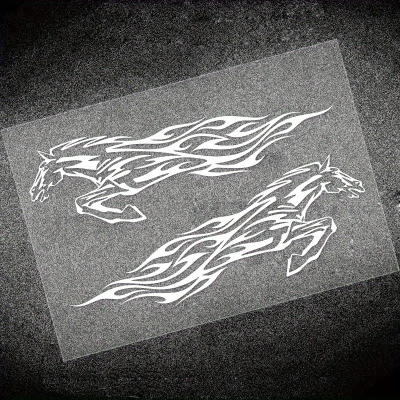 

2Pcs 2D Flat Holographic Flame Horse Vinyl Sticker Waterproof Durable Decal for Motorcycle & Car