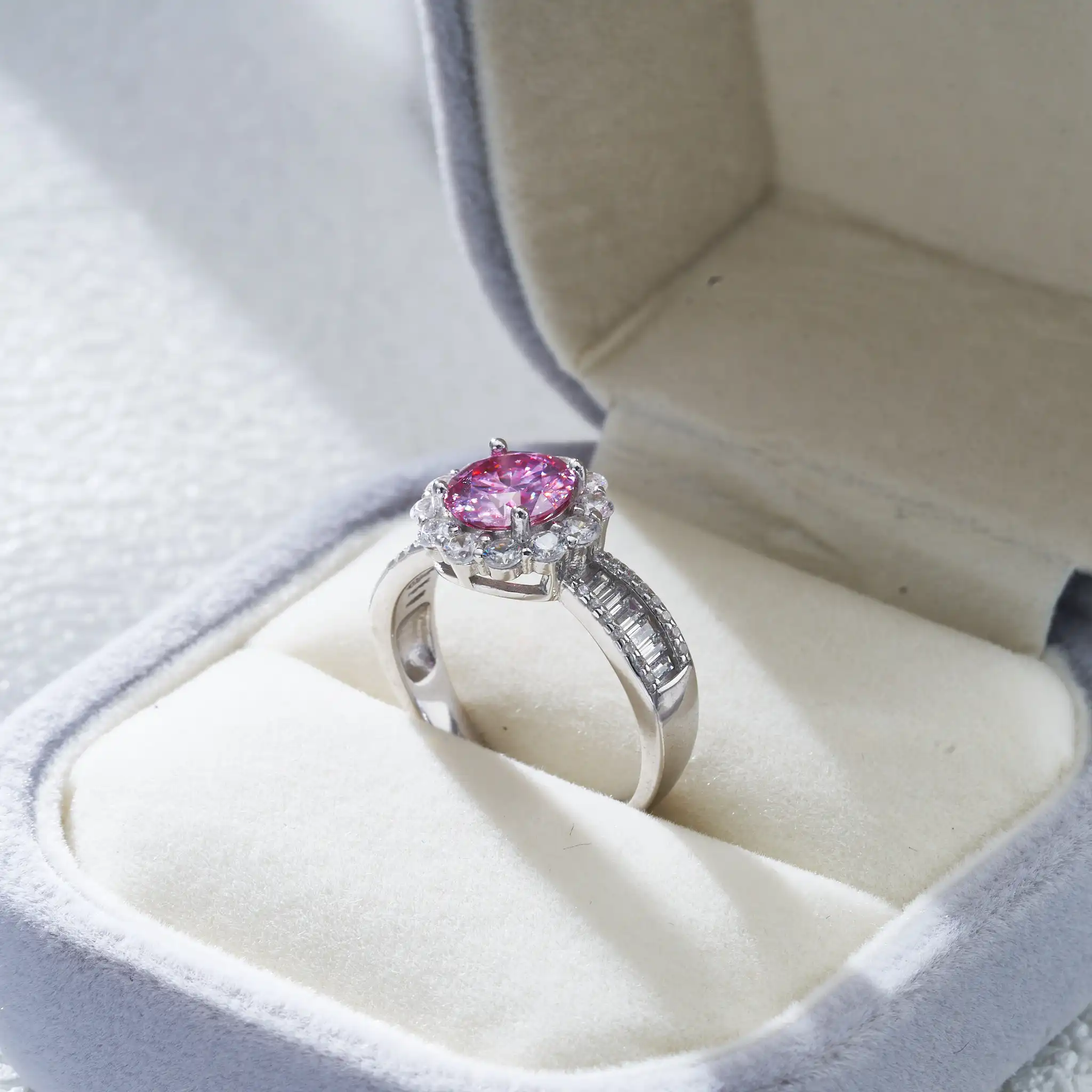 

Pink carat 2 carat 8mm moissanite ring for charm lady Anniversary commemoration Gorgeous Jewelry Gifts 100% 925 Sterling Silver