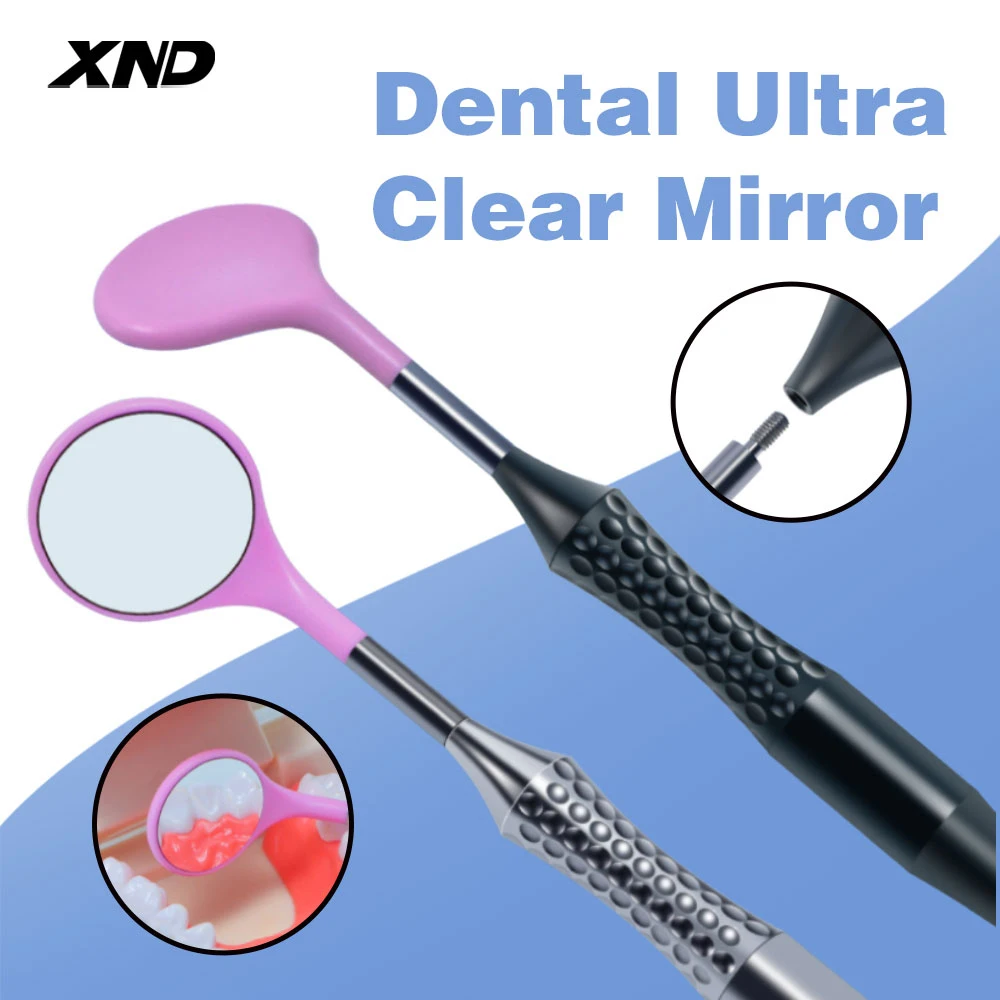 

XND Dental Anti-fog Mouth Mirror Surface Exam Mirrors Metal Handle Reflectors Autoclavable Replaceable 12PCS Ultra-clear Mirrors