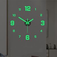 Punch-Free Simple Home Decor Easy Use For Living Room 3D Luminous Decal Wall Sticker Clock Digital Clock Mute Clock