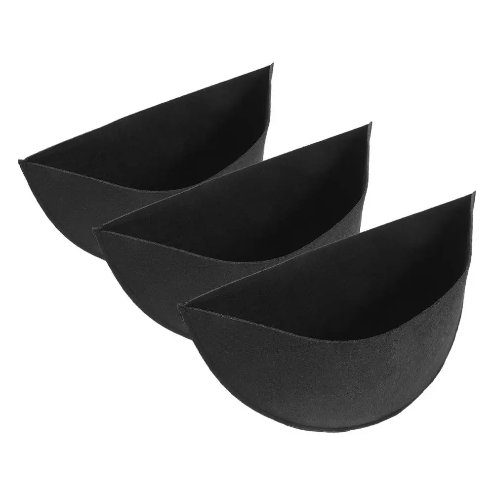 3Pcs Half Round Fabric Planter Liners Reusable Water Absorbent Aeration Support for Hanging Baskets Flower Pots Garden Decor