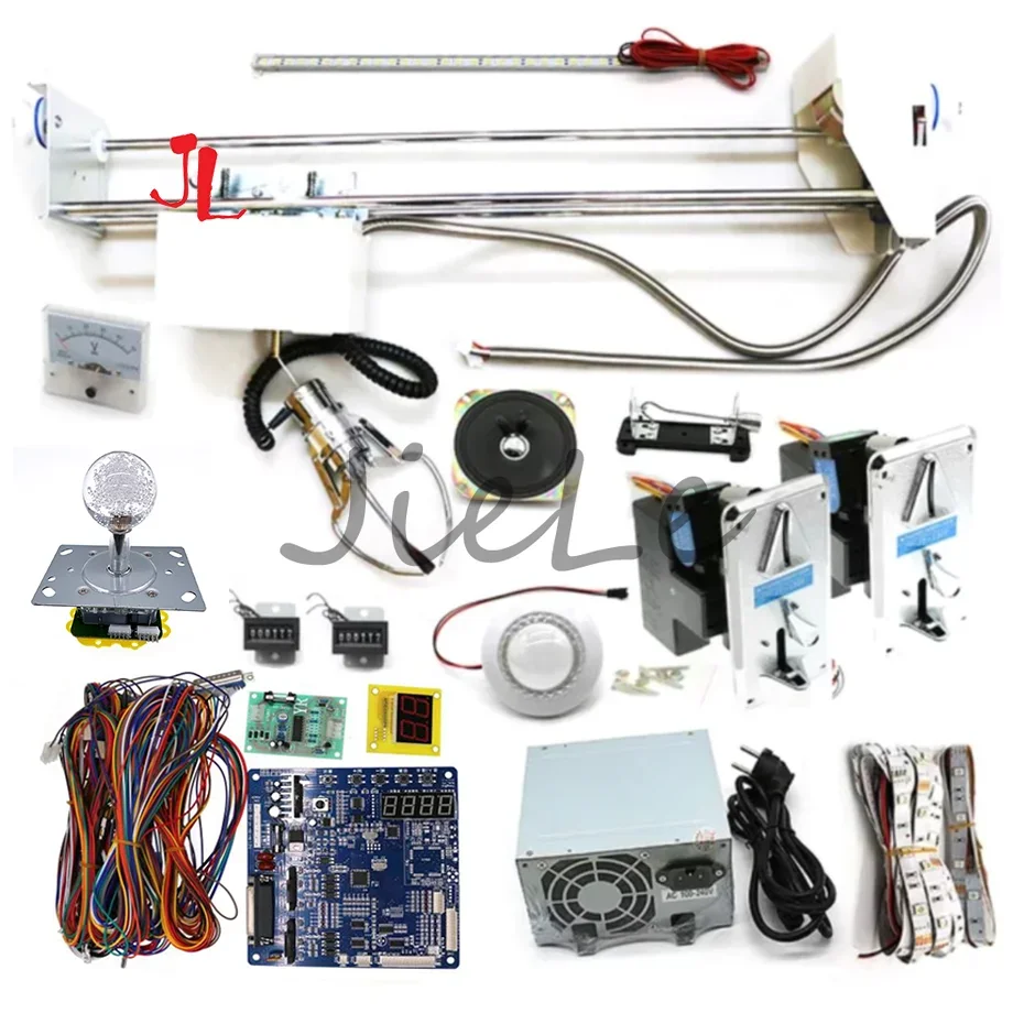 Arcade Claw Game Vending Machine DIY Kit, Toy Crane Machine 71cm Gantry with Game Board Joystick Buttons Power Supply LED Light