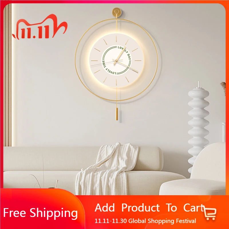 

Тихие уникальные настенные часы, круглые европейские настенные часы для офиса, желтые и золотые металлические часы, цифровые настольные украшения для комнаты