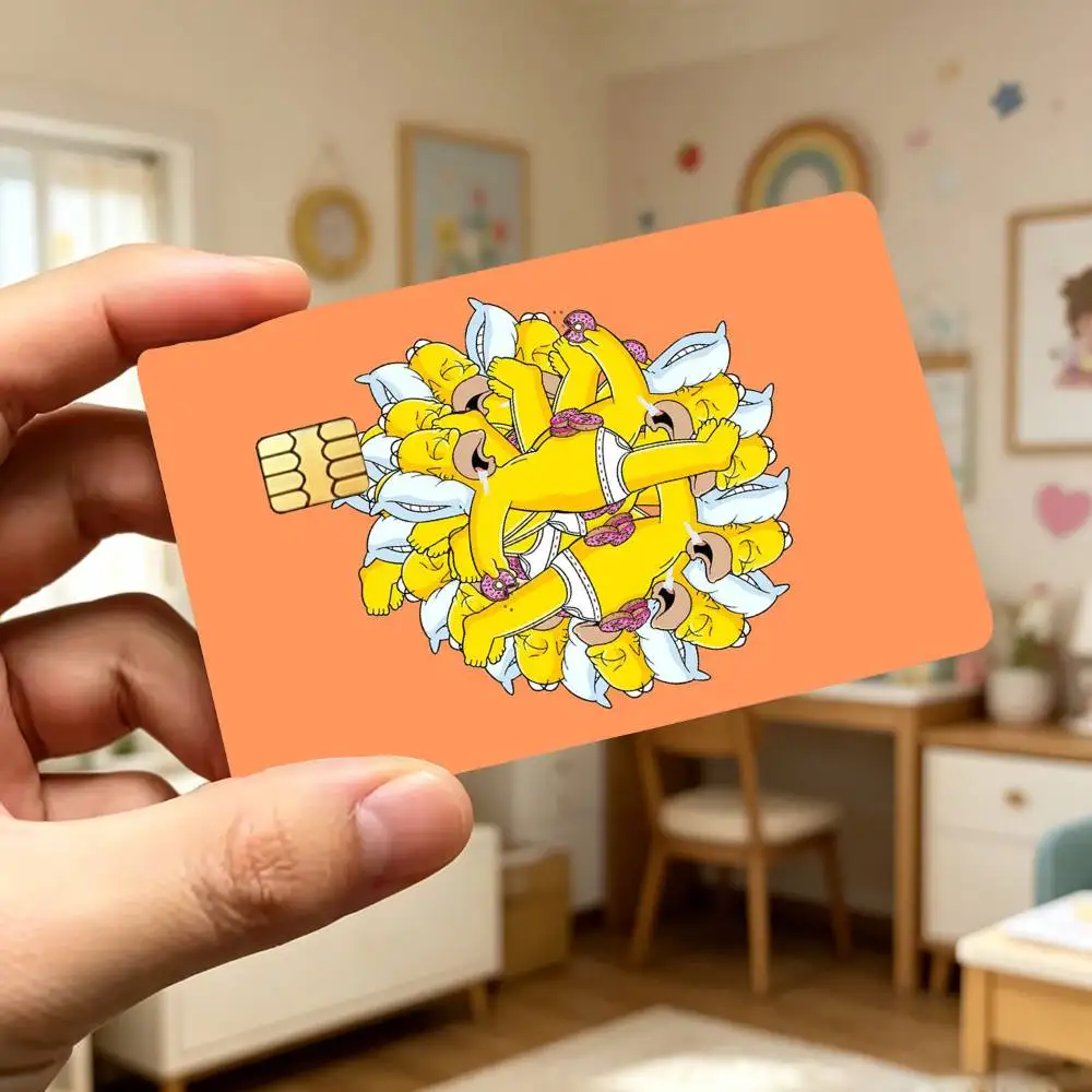 Happy S-SimpsonS Brooches C-CartoonStickersCredit Debit Card Film Skin Sticker Credit Card Skin Stickers For Bank Card Bus Metro