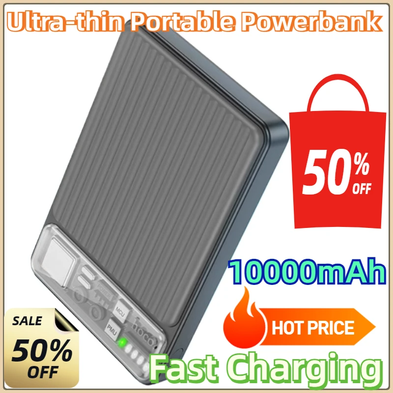 

For IPhone 14 Xiaomi Samsung Power Bank 22.5W PD QC Charger Ultra-thin Portable Powerbank 10000mAh Battery Fast Charging