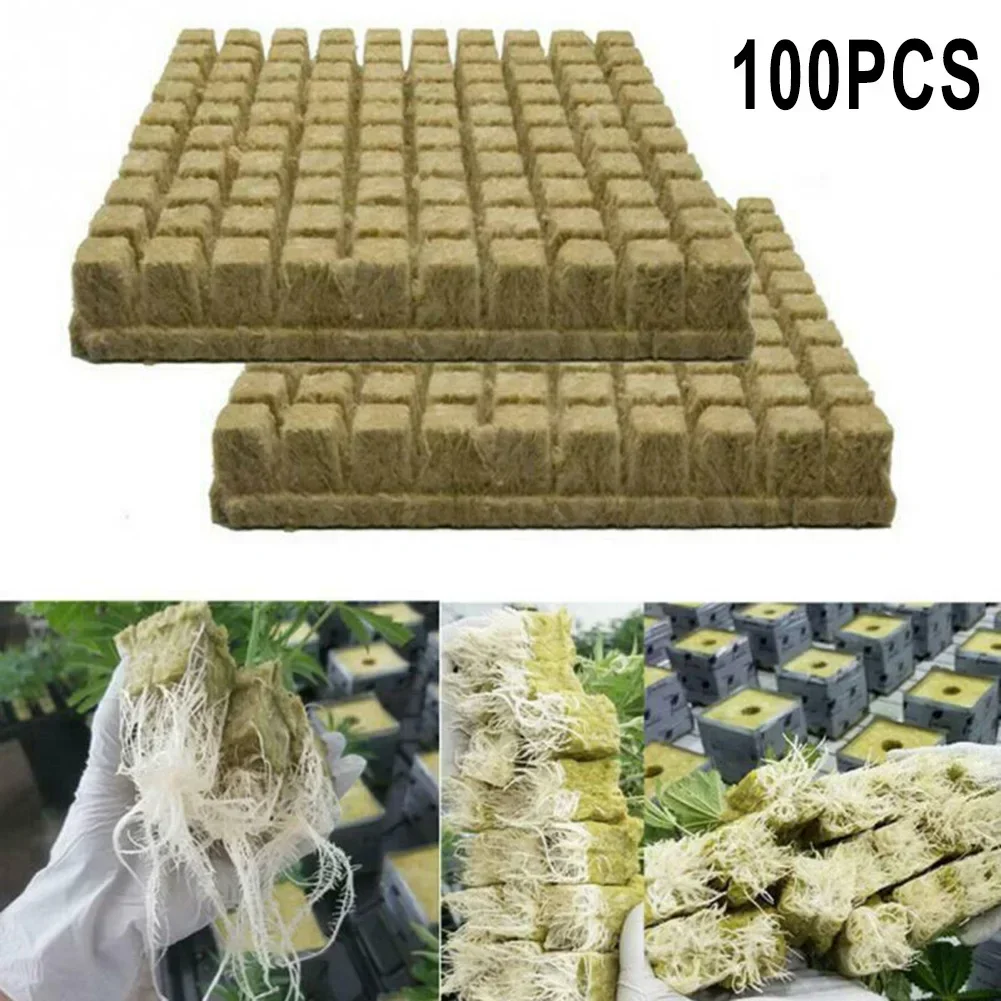 50/100 PcsStonewool Hydroponic Grow Media Cubes Plant Cubes Soilless Substrate  Rock Wool Plug  Block 25x25x40mm