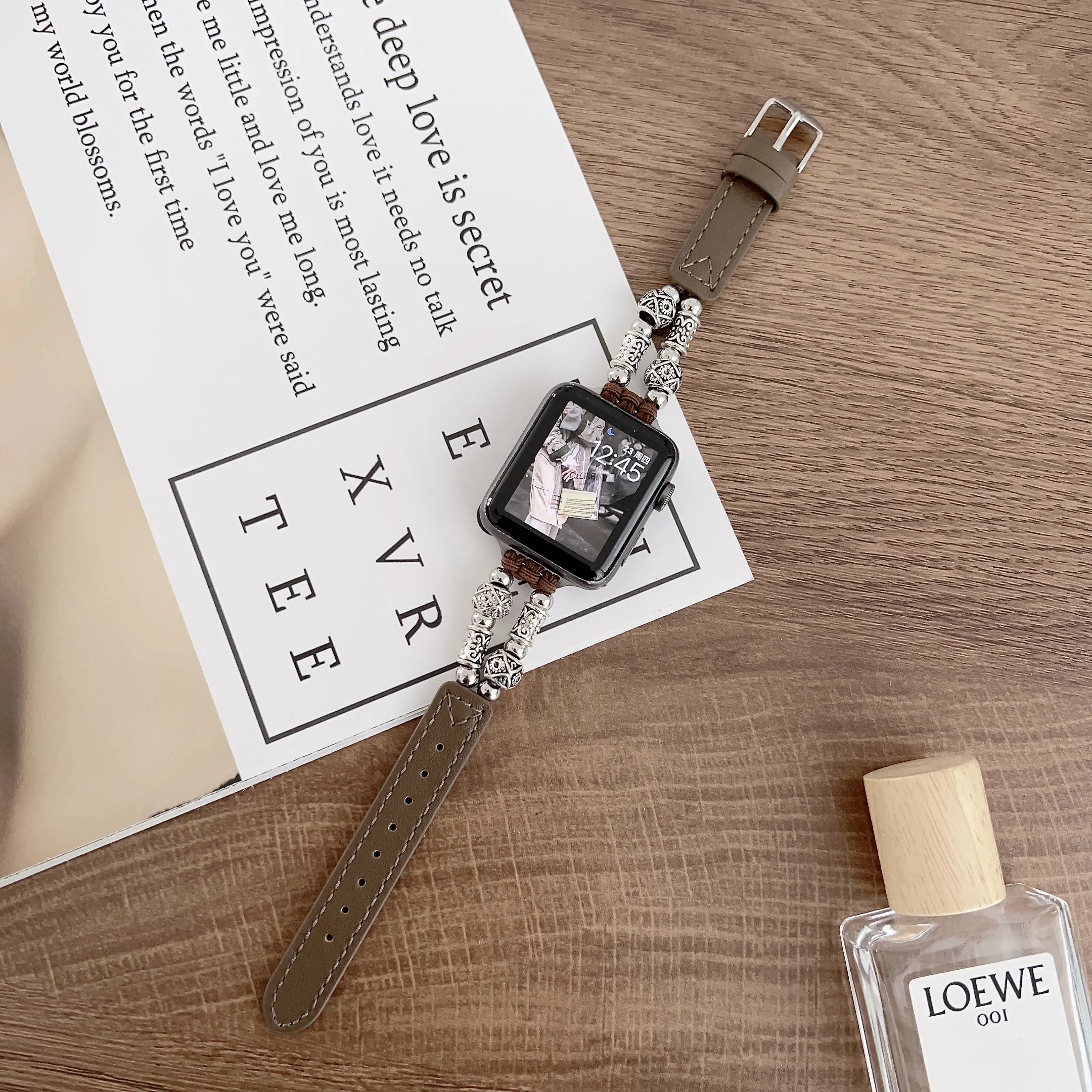 Ремешок для Apple watch, браслет, цепочка для Iwatch87654SE321, модный Тибетский бисерный эластичный кожаный ремешок для Iwtach Ultra