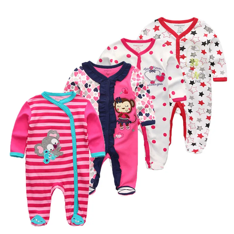 4Pcs/Lot Baby Unisex Rompers Cartoon Cotton Newborn Boy Girl Full Sleeve Jumpsuitss Spring Autumn Infant Onesies Clothing Set