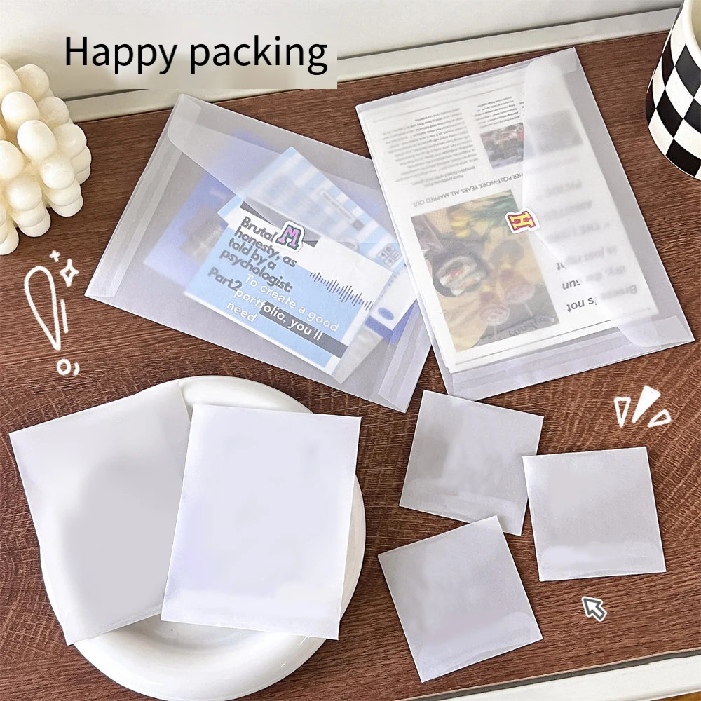 10PCS Translucent Card Storage Bags Stationery Translucent Packaging Bags Protective Bags Envelope Packaging Bags INS Waterproof
