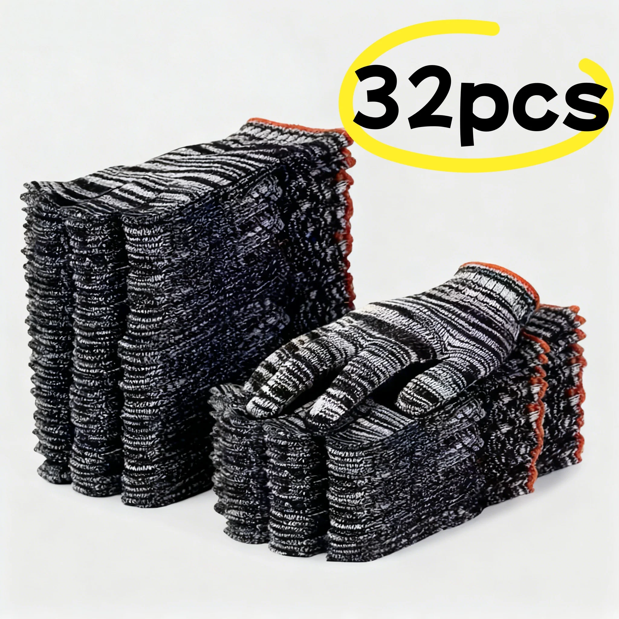 16/32Pcs Black White Striped Gloves, Thick Durable Comfortable Breathable, Hand & Machine Washable, Universal For Indoor & Outdo