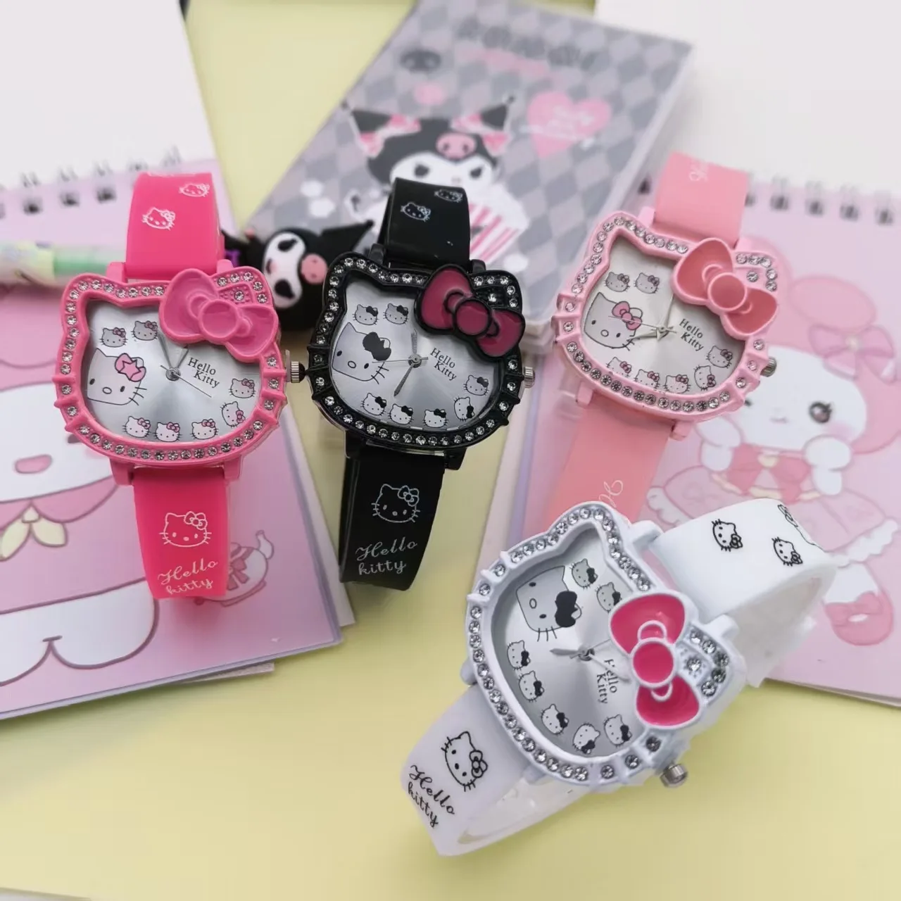 ساعة كوارتز سيليكون كرتونية للأطفال مع ساعة كوارتز مرصعة بالألماس للأولاد والبنات ساعة أطفال هدية إبداعية