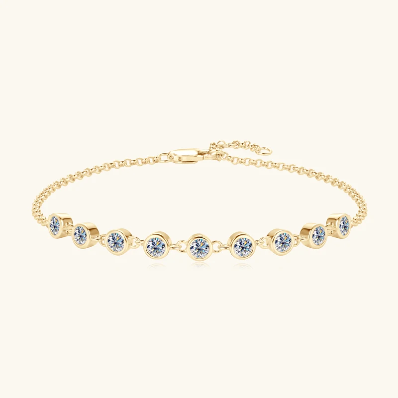 OXTAO Real 925 Silver 3mm Full Moissanite Diamond Bracelet with Certified Luxury Bangle Bezel Bracelet Birthday Female Jewelry
