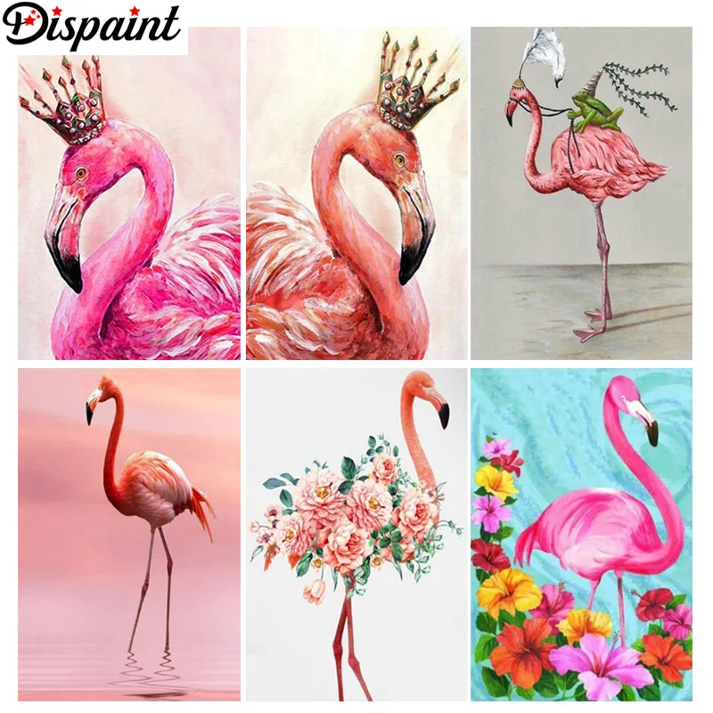 

Dispaint полная квадратная/круглая дрель 5D DIY алмазная живопись "животное фламинго" 3D вышивка крестиком 5D домашний декор подарок