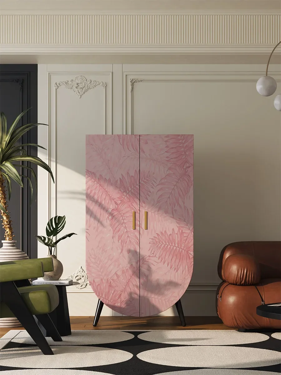 

b25-1 French Modern Pink Creative Solid Wood Wardrobe Home Bedroom Storage Hanging Wardrobe
