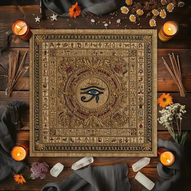 50/75/110/137cm Tarot Table Cloth Eye Of Horus Symbol Egyptian Gods Altar Cloth Tarot Card Ancient Egyptian Witchcraft Tarot Mat